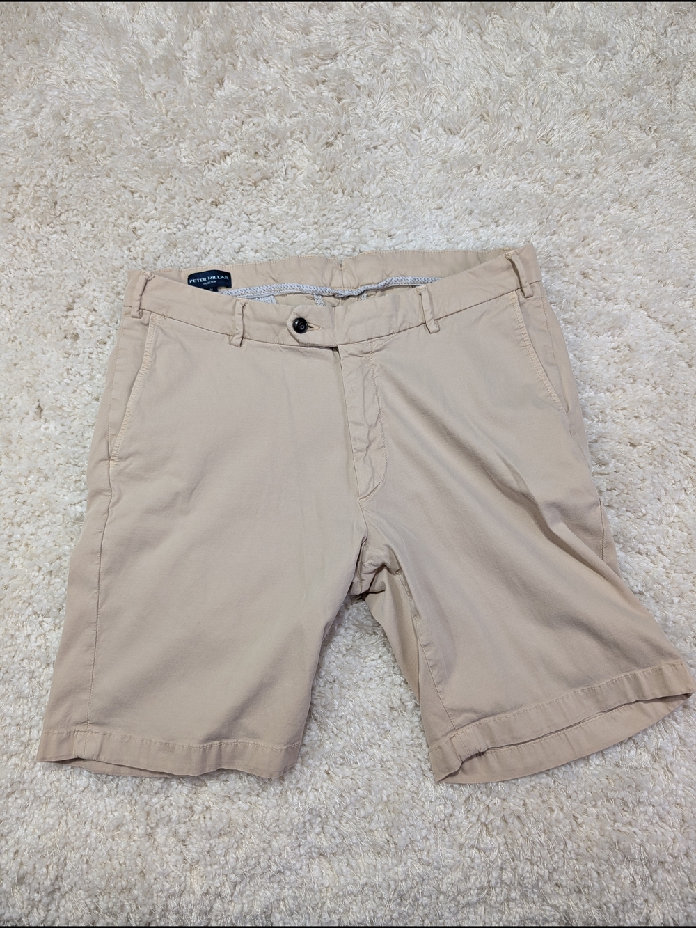 Peter Millar Light Beige Flat-Front Chino Shorts